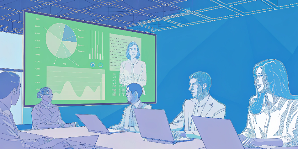 Team using AI tools to improve productivity and collaboration in a modern workspace